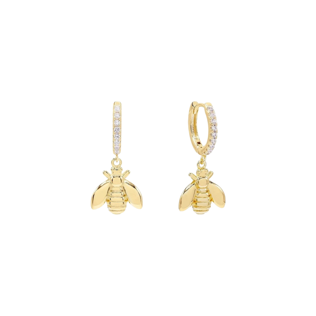 Enchanted Silver Hoop Bee Earrings
